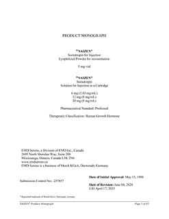 [Product Monograph Template - Schedule D]